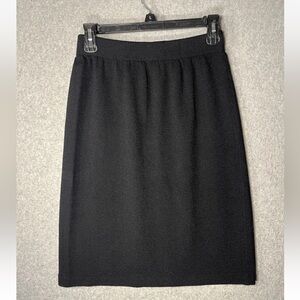 St. John Santana Knit Skirt Size 4 Black Pencil Short Elastic Waist VTG Career